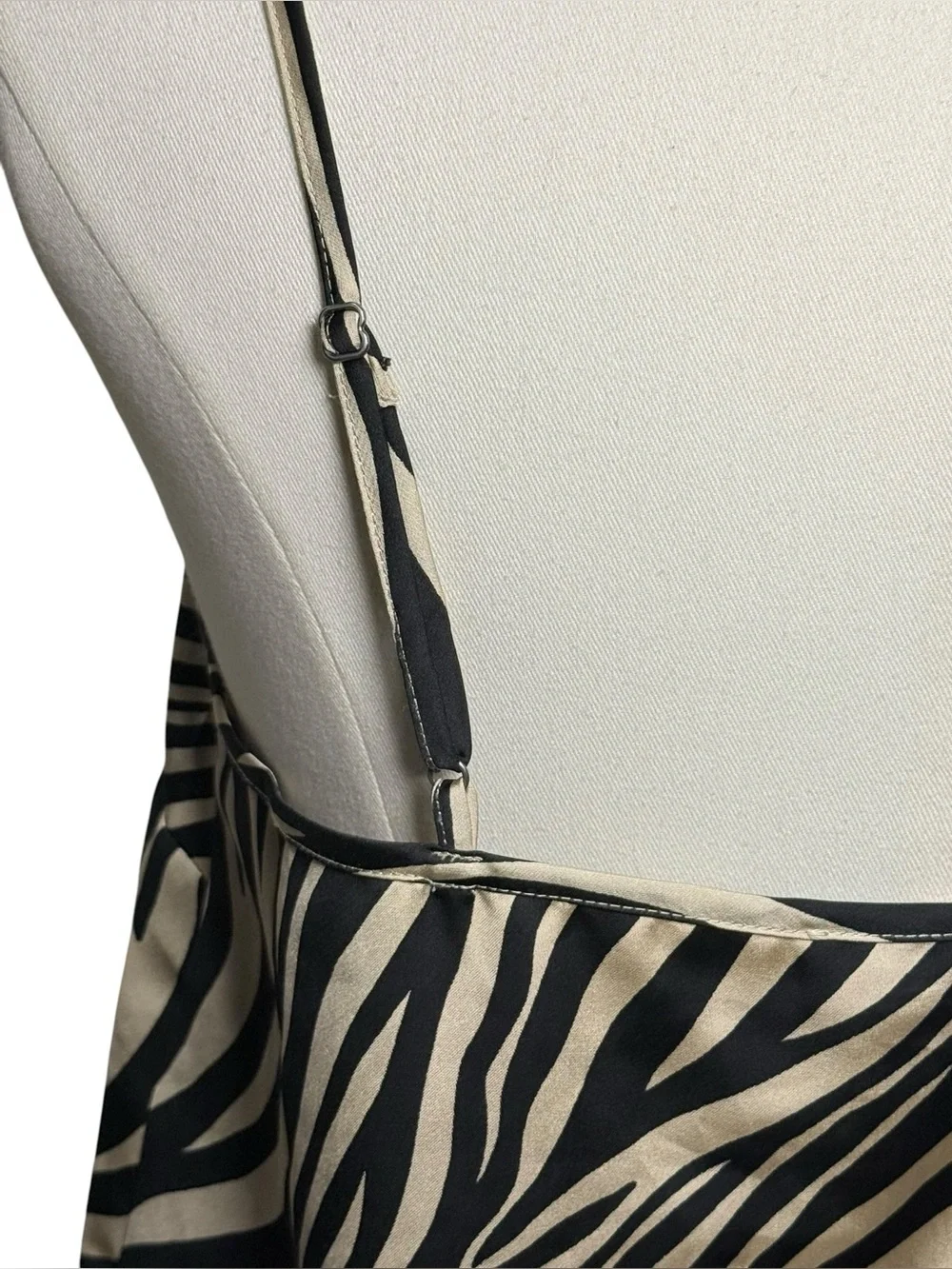 NWT - J.Crew Zebra Satin Cami Tank Animal Print Black Tan Size 0